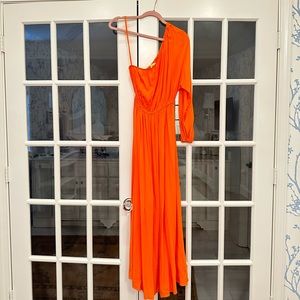 Mara Hoffman Crepe Orange One shoulder maxi